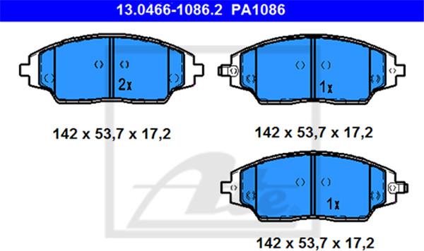 ATE-APAC 13.0466-1086.2 - Тормозные колодки, дисковые, комплект abcparts.ee