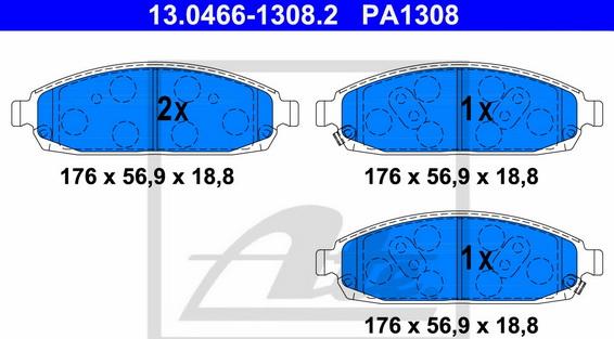 ATE-APAC 13.0466-1308.2 - Тормозные колодки, дисковые, комплект abcparts.ee
