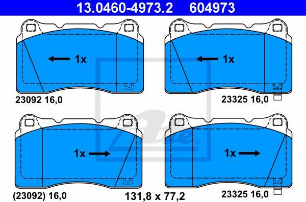 ATE-APAC 13.0460-4973.2 - Тормозные колодки, дисковые, комплект abcparts.ee