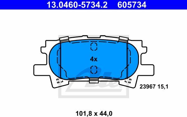 ATE-APAC 13.0460-5734.2 - Тормозные колодки, дисковые, комплект abcparts.ee