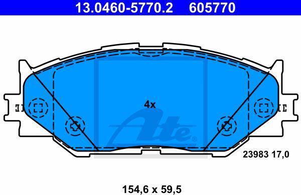 ATE-APAC 13.0460-5770.2 - Тормозные колодки, дисковые, комплект abcparts.ee
