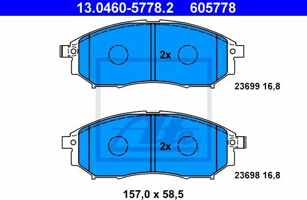 ATE-APAC 13.0460-5778.2 - Тормозные колодки, дисковые, комплект abcparts.ee