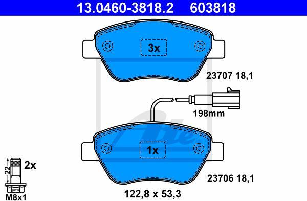 ATE-APAC 13.0460-3818.2 - Тормозные колодки, дисковые, комплект abcparts.ee