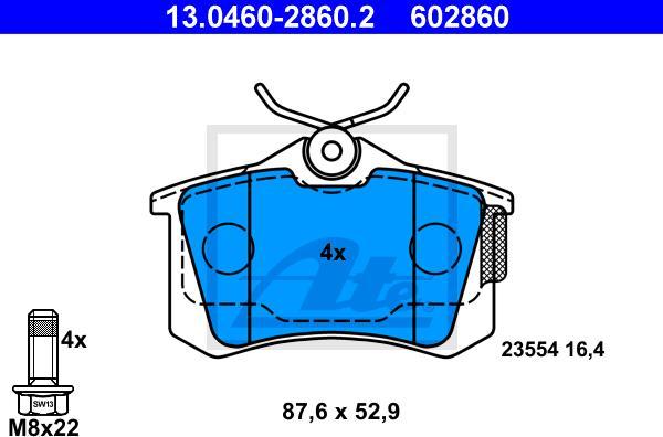 ATE-APAC 13.0460-2860.2 - Тормозные колодки, дисковые, комплект abcparts.ee