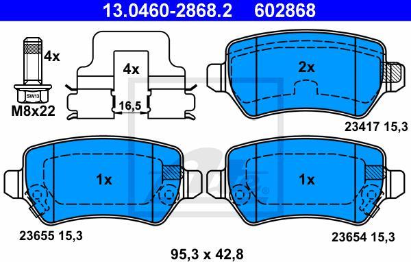 ATE-APAC 13.0460-2868.2 - Тормозные колодки, дисковые, комплект abcparts.ee