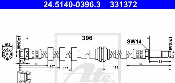 ATE-APAC 24.5140-0396.3 - Тормозной шланг abcparts.ee