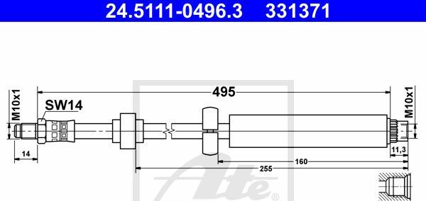 ATE-APAC 24.5111-0496.3 - Тормозной шланг abcparts.ee