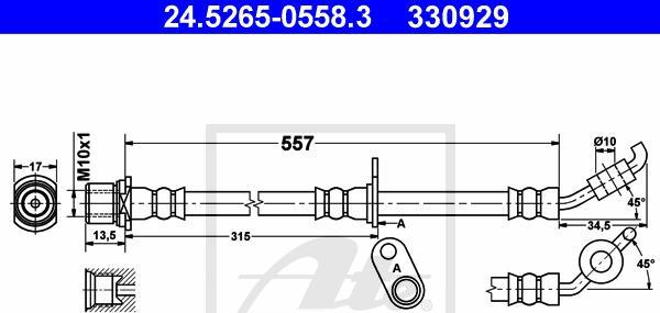ATE-APAC 24.5265-0558.3 - Тормозной шланг abcparts.ee