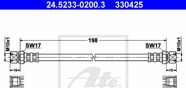 ATE-APAC 24.5233-0200.3 - Тормозной шланг abcparts.ee
