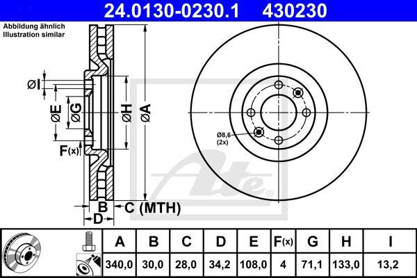 ATE-APAC 24.0130-0230.1 - Тормозной диск abcparts.ee