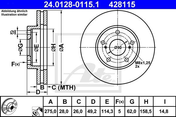 ATE-APAC 24.0128-0115.1 - Тормозной диск abcparts.ee