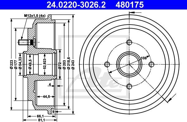 ATE-APAC 24.0220-3026.2 - Тормозной барабан abcparts.ee