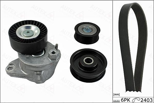 Autex 702844 - Поликлиновый ременный комплект abcparts.ee