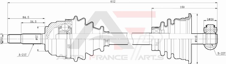 AUTO FRANCE PARTS 16-0016C - Приводной вал abcparts.ee