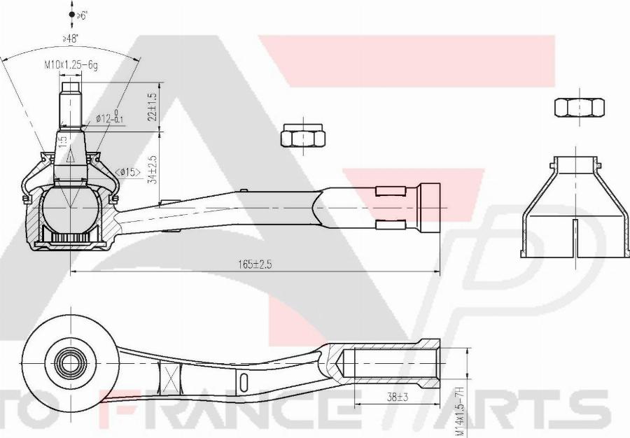 AUTO FRANCE PARTS 11-6044C - Наконечник рулевой тяги, шарнир abcparts.ee
