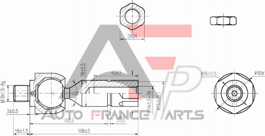 AUTO FRANCE PARTS 11-6078C - Осевой шарнир рулевой тяги, внутренний abcparts.ee