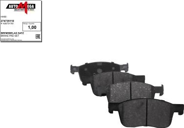 Automega 274735110 - Тормозные колодки, дисковые, комплект abcparts.ee