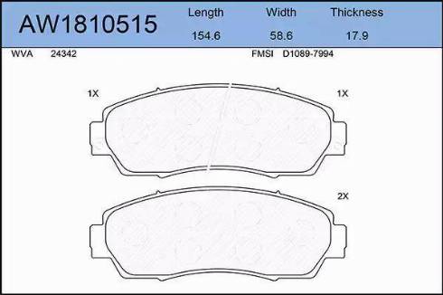 Aywiparts AW1810515 - Тормозные колодки, дисковые, комплект abcparts.ee
