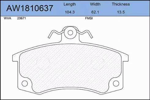Aywiparts AW1810637 - Тормозные колодки, дисковые, комплект abcparts.ee