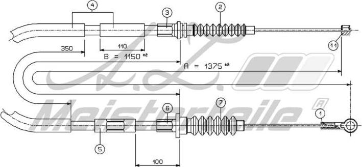 A.Z. Meisterteile AZMT-44-031-1507 - Тросик, cтояночный тормоз abcparts.ee