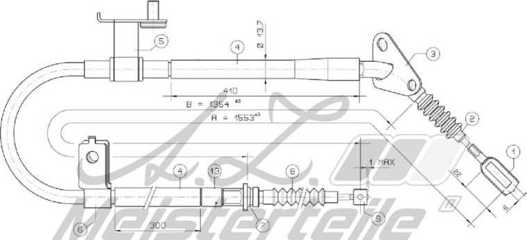 A.Z. Meisterteile AZMT-44-031-1334 - Тросик, cтояночный тормоз abcparts.ee