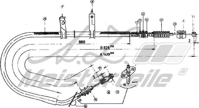 A.Z. Meisterteile AZMT-44-031-1333 - Тросик, cтояночный тормоз abcparts.ee