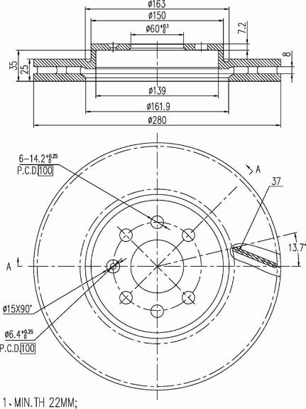 A.Z. Meisterteile AZMT-44-024-1142 - Тормозной диск abcparts.ee