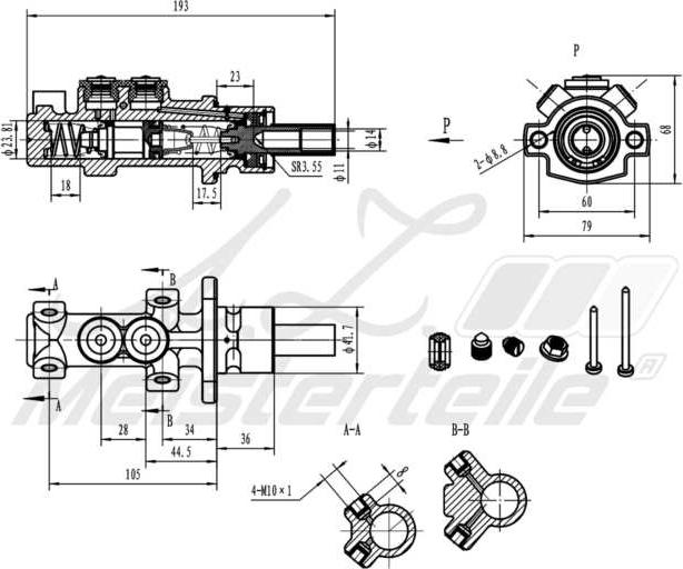 A.Z. Meisterteile AZMT-44-110-1096 - Главный тормозной цилиндр abcparts.ee