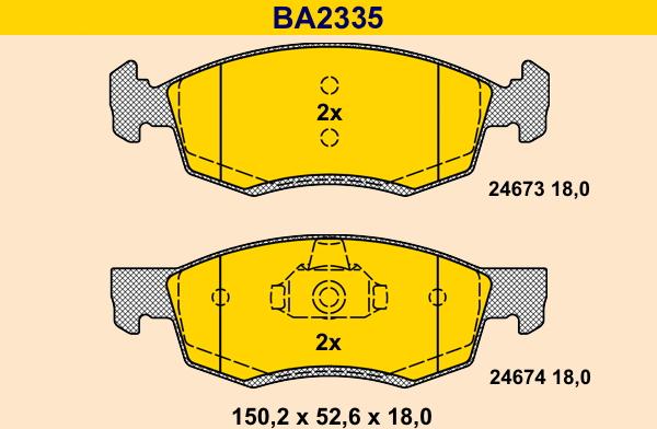 Barum BA2335 - Тормозные колодки, дисковые, комплект abcparts.ee