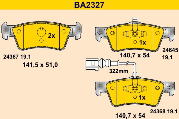Barum BA2327 - Тормозные колодки, дисковые, комплект abcparts.ee