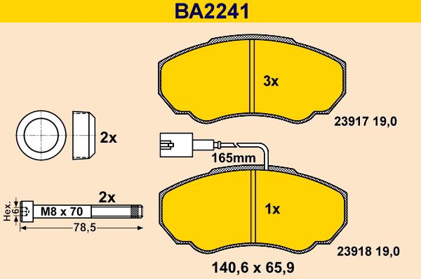 Barum BA2241 - Тормозные колодки, дисковые, комплект abcparts.ee