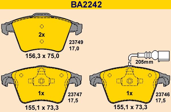 Barum BA2242 - Тормозные колодки, дисковые, комплект abcparts.ee