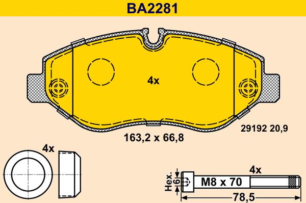 Barum BA2281 - Тормозные колодки, дисковые, комплект abcparts.ee