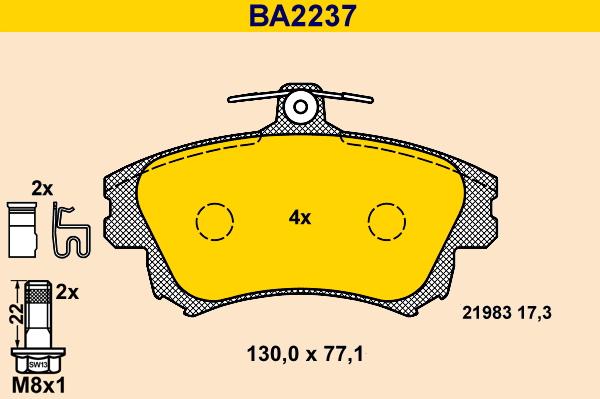 Barum BA2237 - Тормозные колодки, дисковые, комплект abcparts.ee