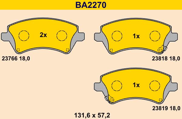 Barum BA2270 - Тормозные колодки, дисковые, комплект abcparts.ee