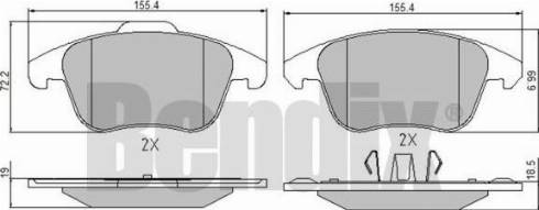 BENDIX 510609 - Тормозные колодки, дисковые, комплект abcparts.ee