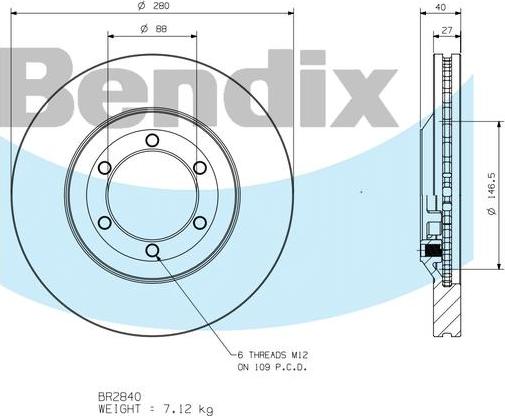 BENDIX BR2840 - Тормозной диск abcparts.ee