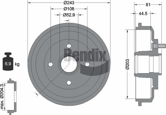 BENDIX Braking BDM1070 - Тормозной барабан abcparts.ee
