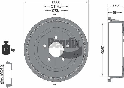 BENDIX Braking BDM1078 - Тормозной барабан abcparts.ee