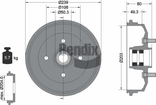 BENDIX Braking BDM1136 - Тормозной барабан abcparts.ee