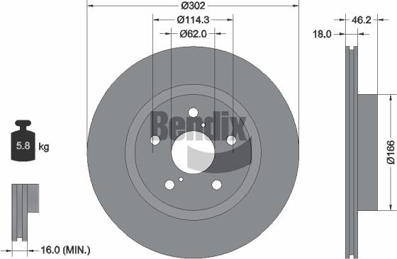 BENDIX Braking BDS1958 - Тормозной диск abcparts.ee