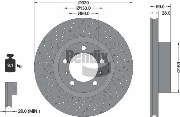 BENDIX Braking BDS1983LHC - Тормозной диск abcparts.ee