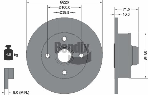 BENDIX Braking BDS1450 - Тормозной диск abcparts.ee