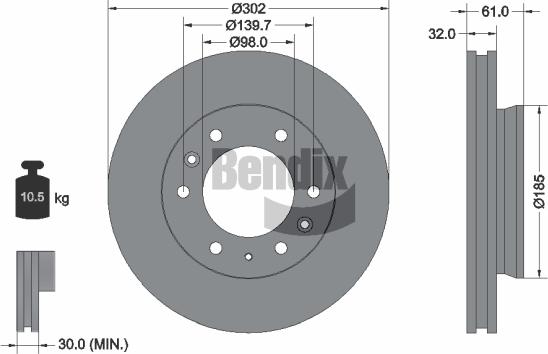 BENDIX Braking BDS1402 - Тормозной диск abcparts.ee