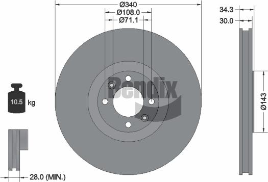 BENDIX Braking BDS1411 - Тормозной диск abcparts.ee