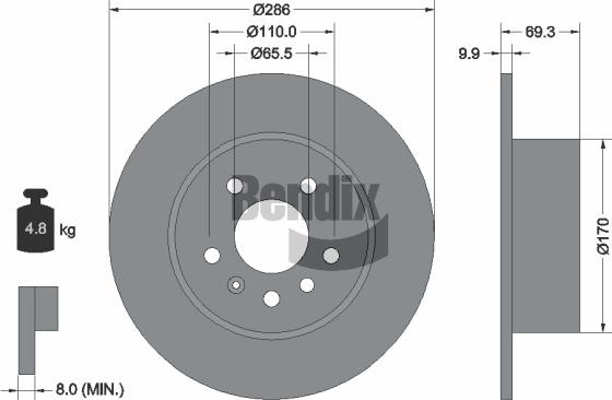 BENDIX Braking BDS1506 - Тормозной диск abcparts.ee