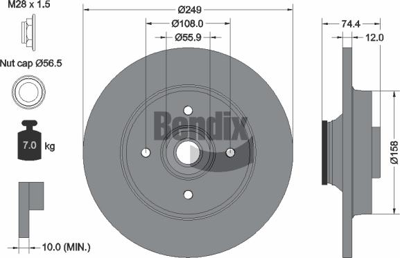 BENDIX Braking BDS1058 - Тормозной диск abcparts.ee