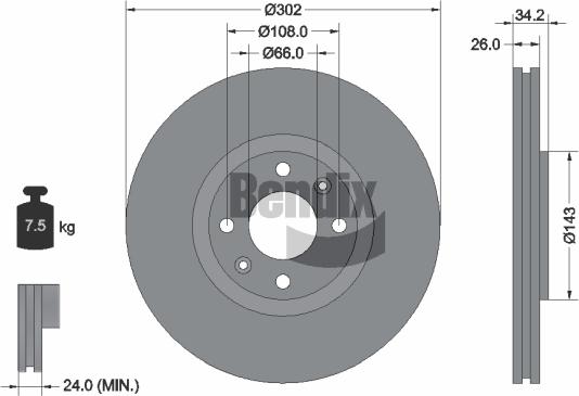 BENDIX Braking BDS1082 - Тормозной диск abcparts.ee