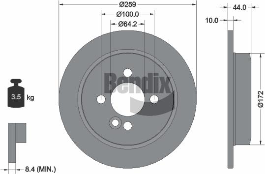 BENDIX Braking BDS1077 - Тормозной диск abcparts.ee