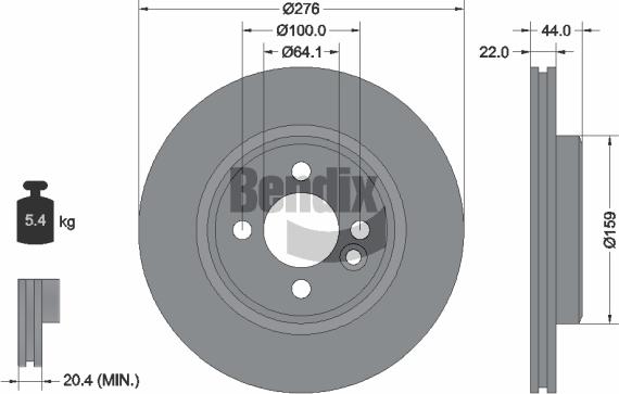 BENDIX Braking BDS1162 - Тормозной диск abcparts.ee
